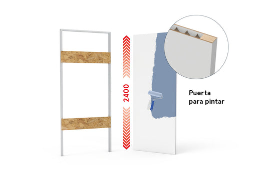 xREVERx XL - Puerta enrasada para pintar con núcleo alveolar, altura 2400 mm