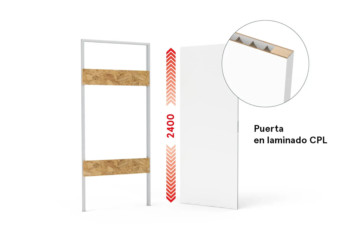 xREVERx XL Decor B011 - Puerta enrasada en laminado CPL con núcleo alveolar, altura 2400 mm