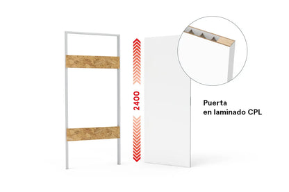 xREVERx XL Decor B011 - Puerta enrasada en laminado CPL con núcleo alveolar, altura 2400 mm