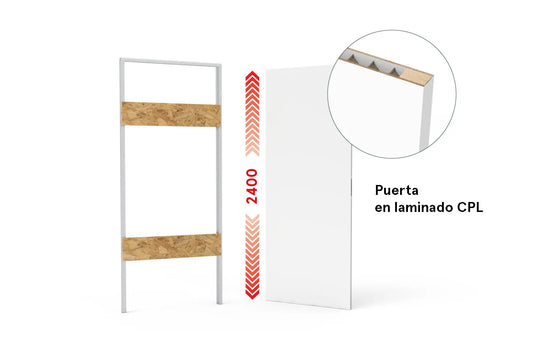 xREVERx XL Decor B011 - Puerta enrasada en laminado CPL con núcleo alveolar, altura 2400 mm