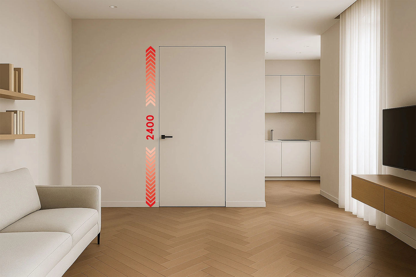 xREVERx XL Decor B011 - Puerta enrasada en laminado CPL con núcleo alveolar, altura 2400 mm