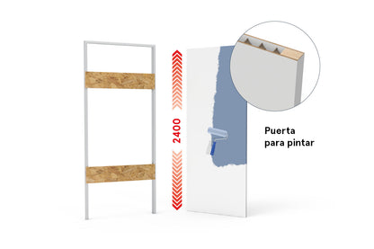 xREVERx XL - Puerta enrasada para pintar con núcleo alveolar, altura 2400 mm